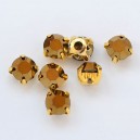 riv-411 Риволи стеклянные круглые в цапах под золото (золото металлик, 6 мм)