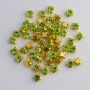 riv-599 Риволи стеклянные круглые в цапах золото (цитрин, 4 мм) 10 штук