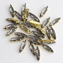 riv-1056 Риволи маркиз в цапах под золото (4 х 15 мм) черный