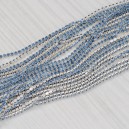 FUR-0161 Цепь под серебро с камушками (голубые, 1-1,5х1-1,5 мм хрусталики) 10 см