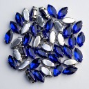 riv-1230 Риволі маркіз у цапах під срібло (6 х 12 мм) синій