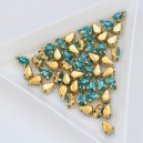 riv-1085 Риволі скляні крапля в золотому цапі (золотий, 3 х 6 мм) 1 шт