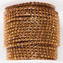 FUR-0181-109 Ланцюг під золото з коричневими камінчиками (2 мм, кришталики) 10 см