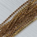 FUR-0174-95 Ланцюг під золото з  золотистими камінцями (2 мм) 10 см