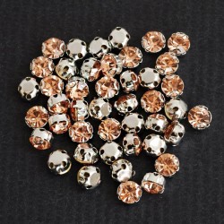 riv-498 Ріволі скляні круглі в цапах (персиковий, 4 мм) 10 шт