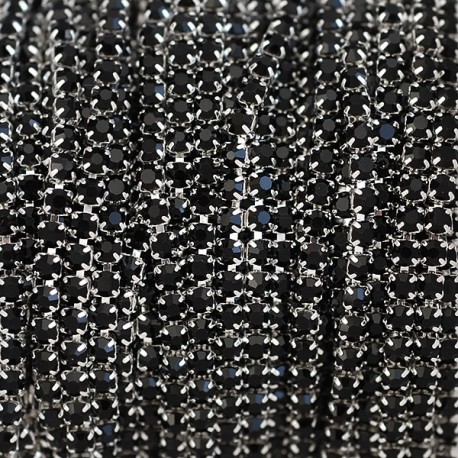 FUR-0173-63 Ланцюг під нікель з чорними камінчиками (кришталики) 10 см