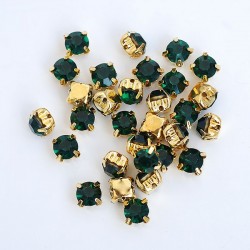 riv-977 Ріволі скляні круглі в цапах (темно-зелений, малахіт6 мм)