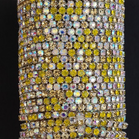 FUR-0189 Ланцюжок під срібло жовтий мікс (2 мм) 10 см