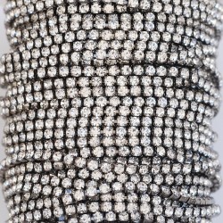 FUR-0186 Ланцюг під нікель з прозорими камінчиками (2 мм) 10 см