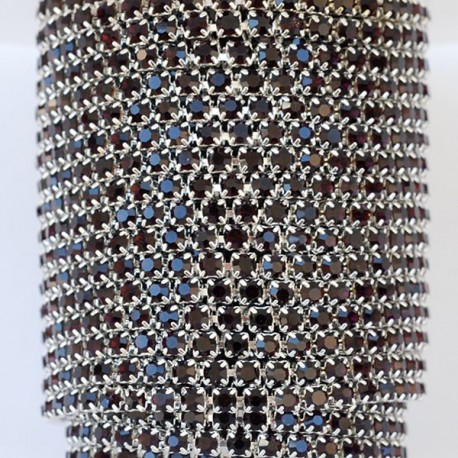 FUR-0186-88 Ланцюг під срібло з фіолетовими камінцями (2 мм) 10 см