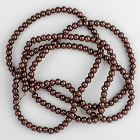 Намистини — склокераміка 1039 (імітація перлів, темно-коричневі, 6 мм)