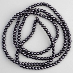 Намистини- скло-кераміка 1053 (імітація перлів, темно-сірий, 6 мм)