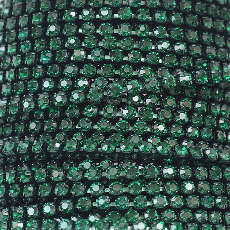 Ланцюг малахіт із зеленими стразами (1,5 мм) 10 см