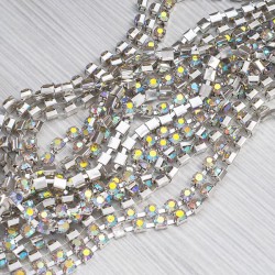 FUR-0174-194 Ланцюг з камінчиками АВ в сріблі (6мм) 10 см