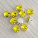 riv-1199 Ріволі скляні круглі в цапах (яскраво-жовтий, цитрін, 8 мм)