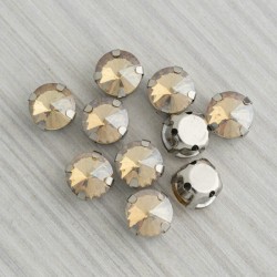 riv-1202 Ріволі скляні круглі в цапах (золото, 8 мм)