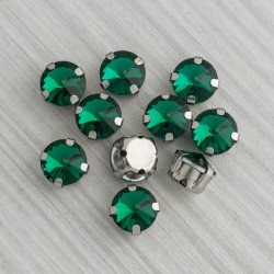 riv-1204 Ріволі скляні круглі в цапах (малахіт, 8 мм)