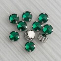 riv-1204 Ріволі скляні круглі в цапах (малахіт, 8 мм)