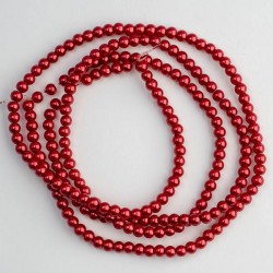 Намистини- скло-кераміка 1090 (імітація перлів, світло-червоний блискучий, 6 мм)
