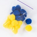 pom-010 Помпони синьо-жовті (1,5 см)