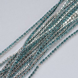 FUR-0174-173 Ланцюг під срібло з блакитними камінцями (дужки, 2 мм) 10 см