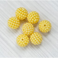 Акрилові намистини-ожина (12 мм) для плетіння сумочок, жовті