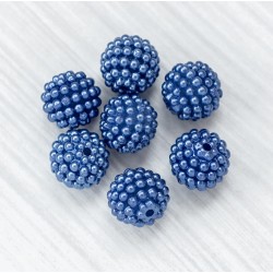 Акрилові намистини-ожина (12 мм) для плетіння сумочок, сині