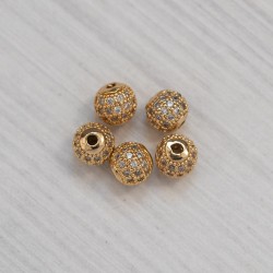 efur-83-719 Намистина з камінчиками 6 мм (колір золото) Покриття 14К