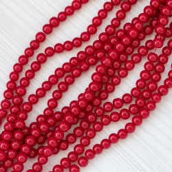 Намистини-скло-кераміка 1085 (імітація перлів, червоний, 6 мм)