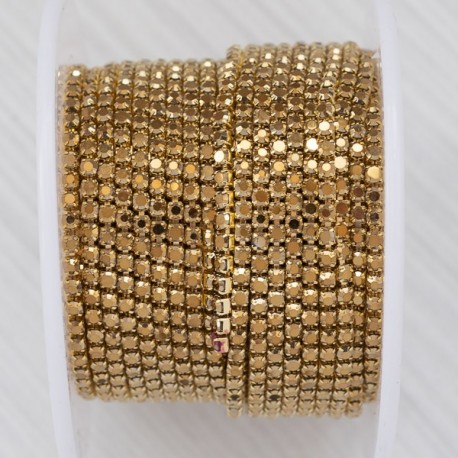 Ланцюг під золото з золотими (металік) стразами (1,5 мм) 10 см