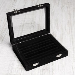 KIT-097 Планшет під каблучки з кришкою, чорний, оксамитовий