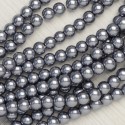 Намистини- скло-кераміка 1052 (імітація перлів, темно-сірий, 6 мм)