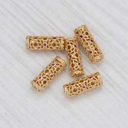 Підвіска у вигляді трубочки зі стразами (золото) покриття 14К