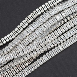 Ланцюг під сталь з прозорими стразами 2х6мм (10 см)