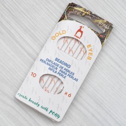 FNT-013 Голки для бісеру Pony (золоте вушко) (№ 10) з нитковтягвачем, 6 штук