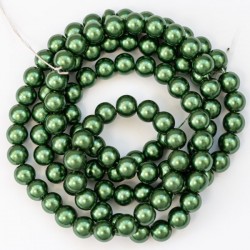 Намистини-скло-кераміка 1121 (імітація перлів, темно-зелений, 3 мм)