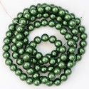 Намистини-скло-кераміка 1121 (імітація перлів, темно-зелений, 6 мм)