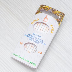 FNT-013 Голки для бісеру Pony (золоте вушко) (№ 12) з нитковтягувачем, 6 штук