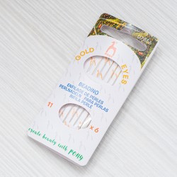 FNT-013 Голки для бісеру Pony (золоте вушко) (№ 11) з нитковтягувачем, 6 штук