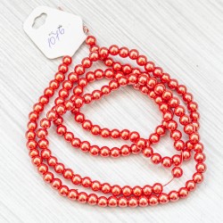 Намистини- скло-кераміка 1076 (імітація перлів, темно-кораловий, 6 мм)