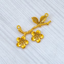 Підвіска гілочка з квітами (золото) 2 петельки