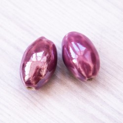 Керамічні намистини у вигляді овалу (26х17мм) бордові
