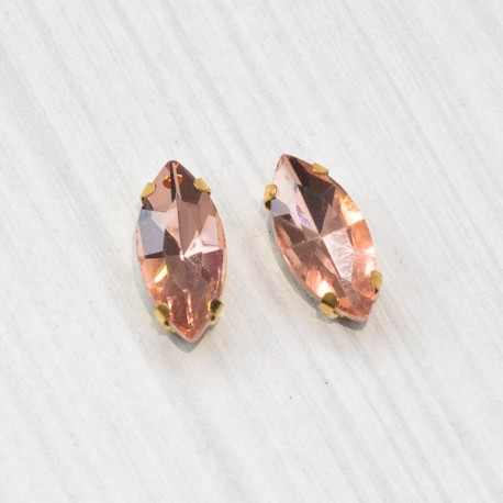 riv-1575 Ріволі маркіз у цапах під золото (7 х 15 мм) персиковий