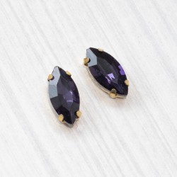 riv-1580 Ріволі маркіз у цапах під золото (7 х 15 мм) фіолетовий