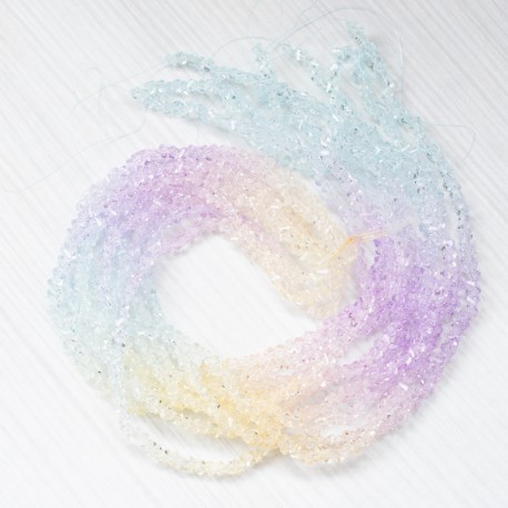 Намистини скляні у вигляді пірамідки (4-5 мм, низка) блакитно-бежево-фіолетовий