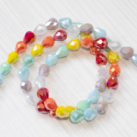 Намистини краплі в низці (8х10 мм), мікс кольорів