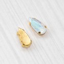 Ріволі скляні крапля в цапі під золото (білий з переливом, 7 х 15 мм)