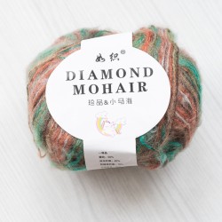 Пряжа Diamond Moher меланж, бірюзово-рожево-коричневий