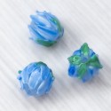 Намистина квітка скляна, блакитна, об'ємна