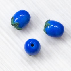 Намистина ягідка скляна, синя, об'ємна